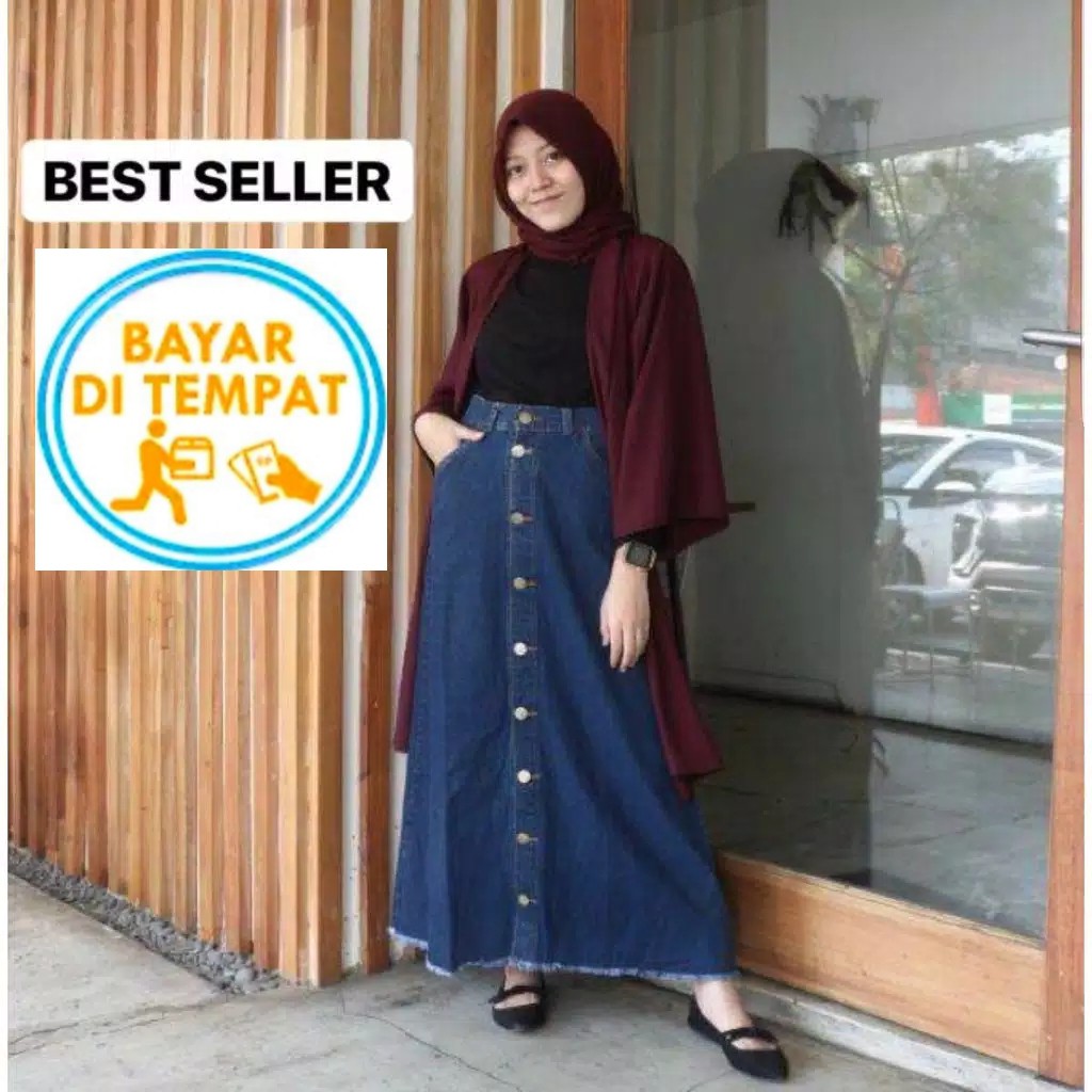 10+ Ide Style Rok Jeans Panjang Hijab
