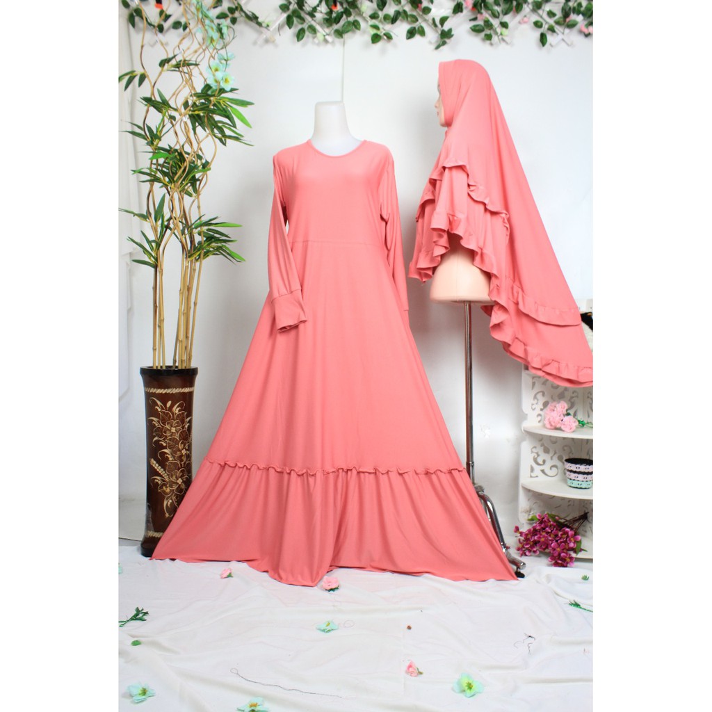 Gamis Jersey super set khimar adem jersi busana muslim Gamis Jersey super set khimar adem jersi busana muslim