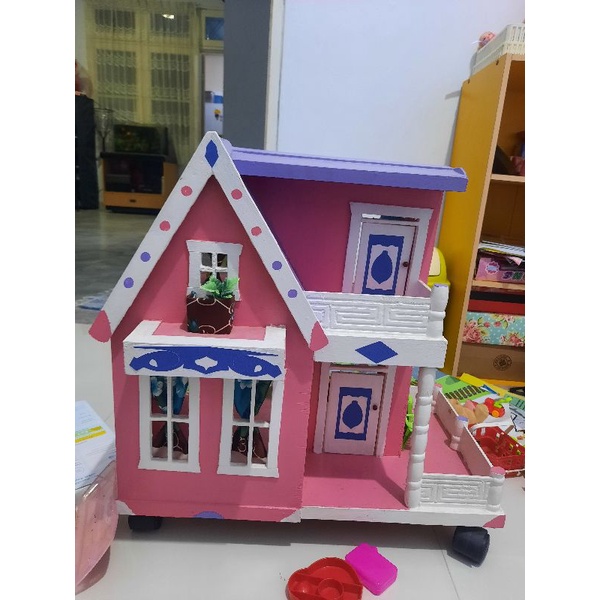 rumah barbie size M besar sedang ya dari kayu preloved second