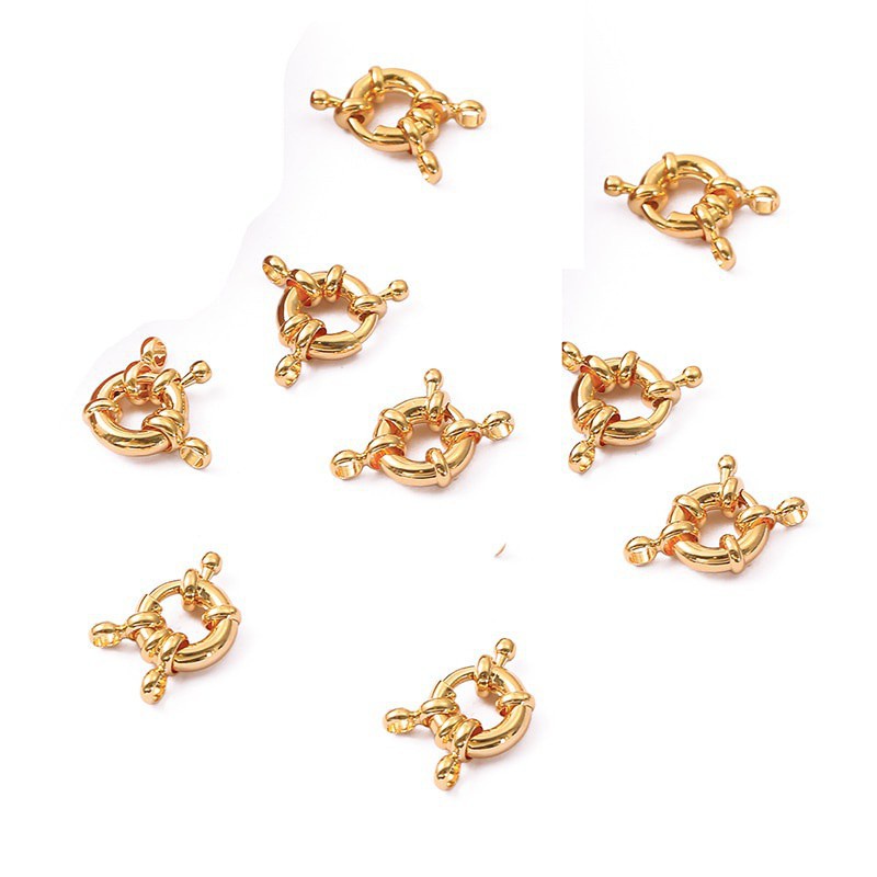 1Pc 18K Gold  Plated 11mm Copper Sailor Clasps Connectors For Bracelet Necklace Chain Diy Jewelry Making Finding