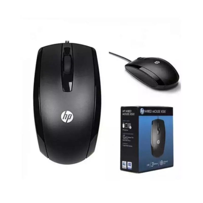 HP X500 mouse kabel gaming laptop pc optical wired origina usb optical Warna Hitam