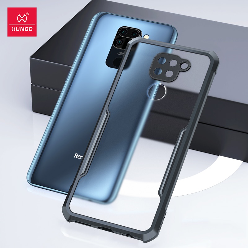 Case XIAOMI REDMI NOTE 9 Armor Fushion Transparent Casing + Tempered Glass Full Layar dan Skin Carbon