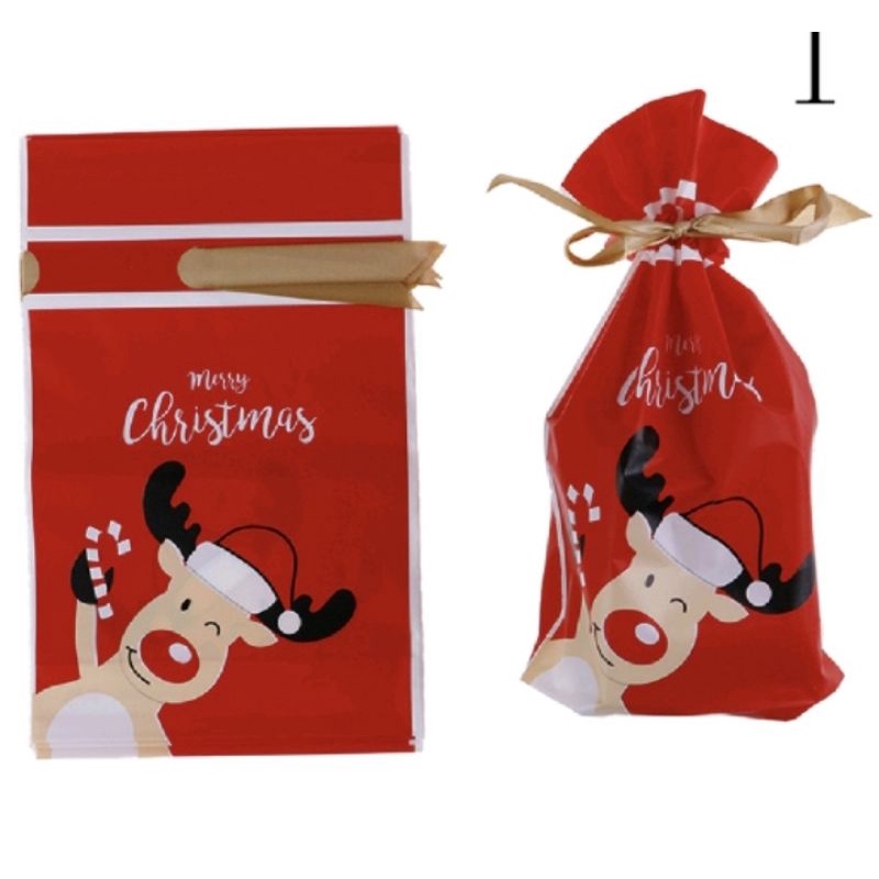 Plastik Serut Candy Bag Natal / Pouch Plastik Permen / Packaging Cookies Natal / Xmas / Hampers Natal