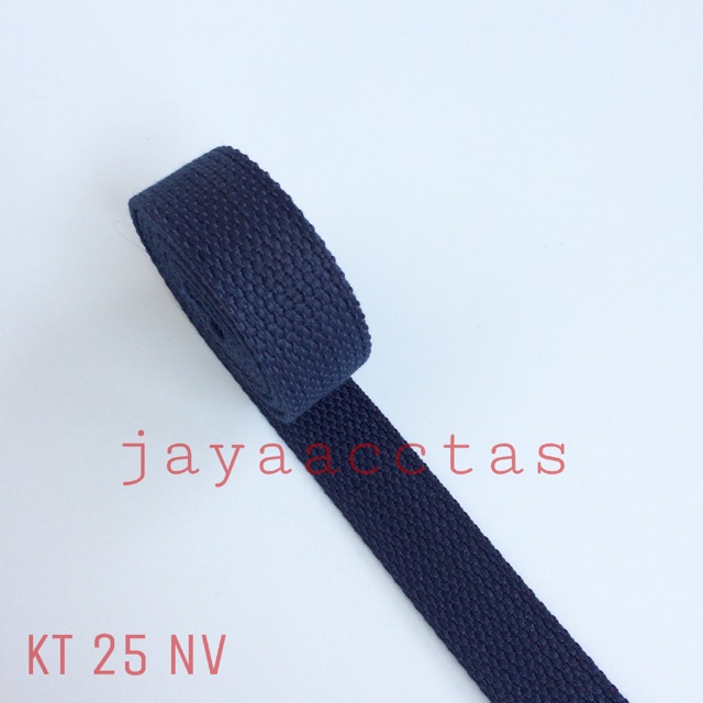 Tali webbing tas katun 2.5 cm biru donker