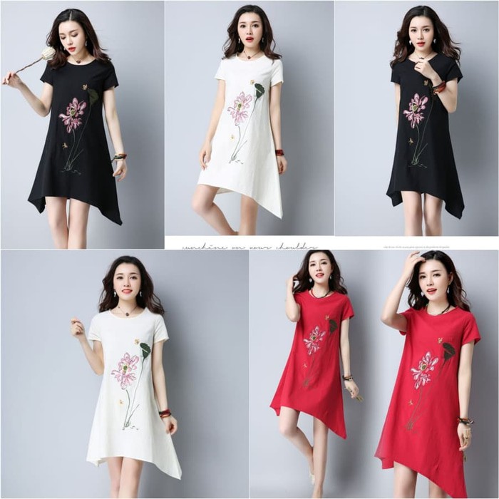 Dress Longgar Print Bunga Import oi368