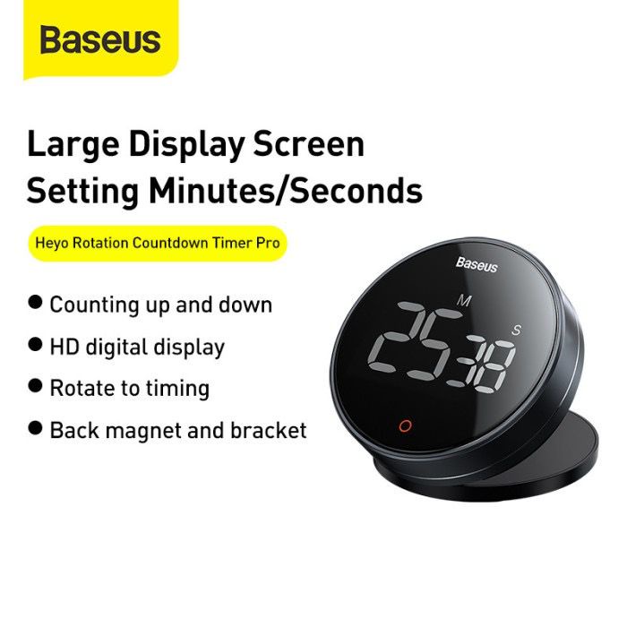 Baseus Timer Digital Heyo Pro Rotation Countdown - Timer Dapur Masak Magnetic