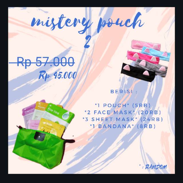 "MISTERY POUCH 2" (masker bubuk,sheet mask,bandana)