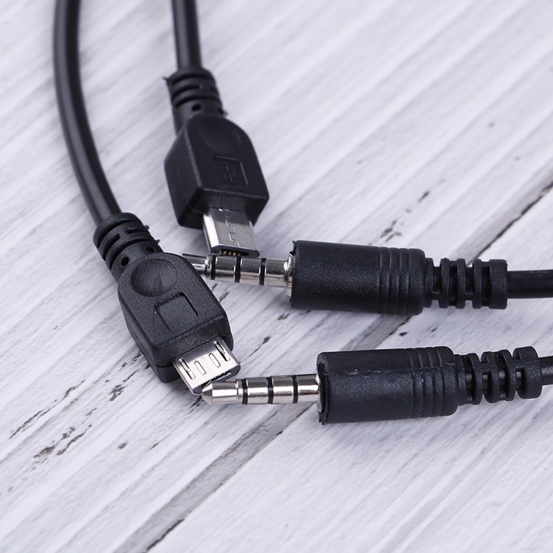 (LUCKID) 2pcs Kabel AUX 3.5mm male Ke micro USB male Untuk Android