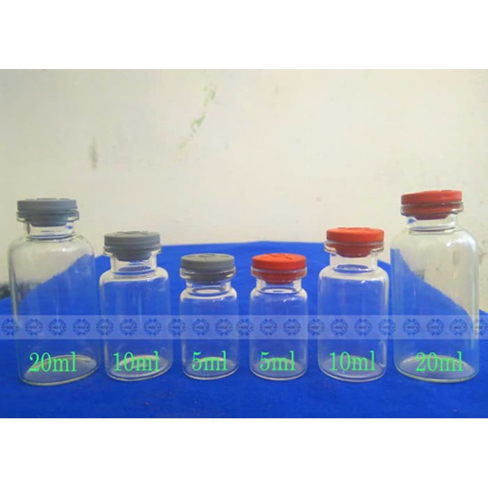 Jual Botol Vial 5ml 10ml 20ml TUTUP KARET / Botol Kaca / Botol Clear Vial
