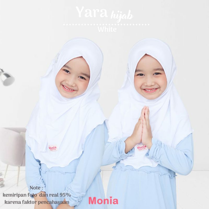 Yara Hijab by  Monia Hijab Kids White size MLXL | jilbab anak sekolah terlaris