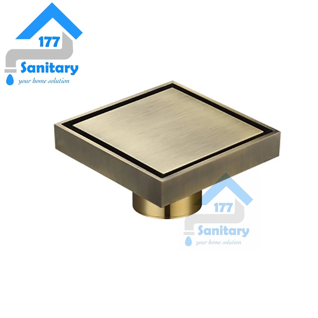 Smart Floor Drain KUNINGAN bisa isi Keramik GOLD- Saringan Got tebal tile drain EMAS kuning antik unik antique strainer brass pembuangan air mandi