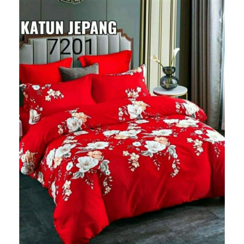 NEW MOTIF‼ SPREI SET KATUN JEPANG IMPORT BUNGA MERAH