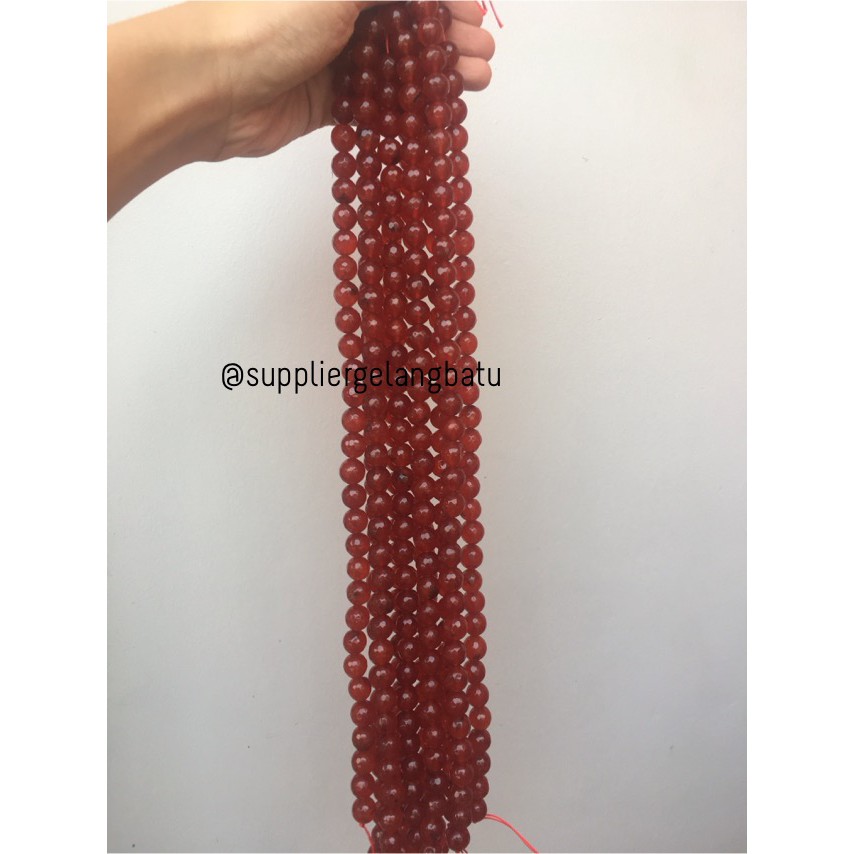 batu beads CUTTING 12mm red garnet faceted agate merah aksesoris craft pria wanita fashionita model