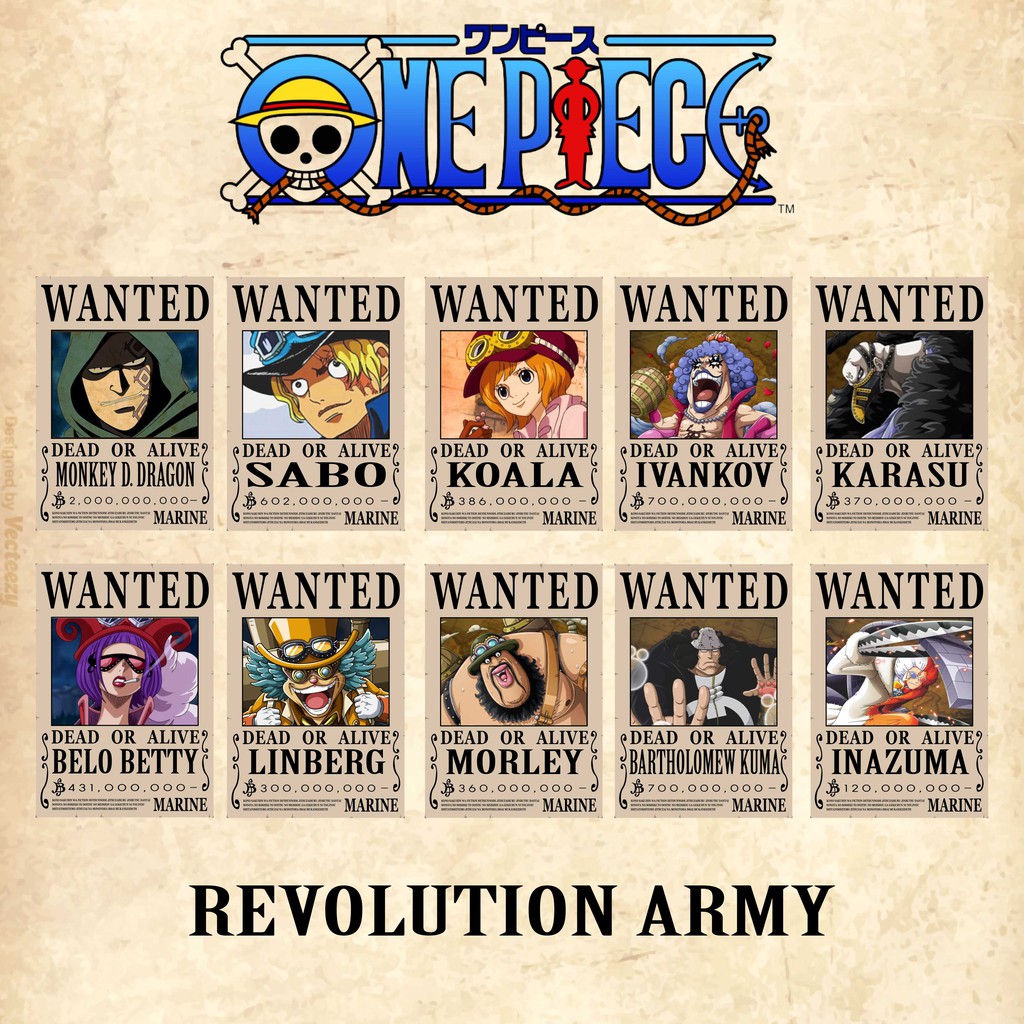 Poster Wanted One Piece Mugiwara (1set poster)-Revolution Army