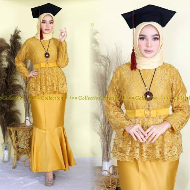 (Terbaru) Kebaya brokat aurora / kebaya wisuda modern / kebaya aurora / rok duyung polos / kebaya