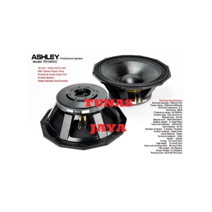 isi Speaker Component Ashley PD 185VC Woofer 18 inch