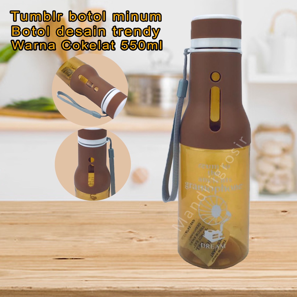 desain trendy * Botol minum * Bening Cokelat * 550ml