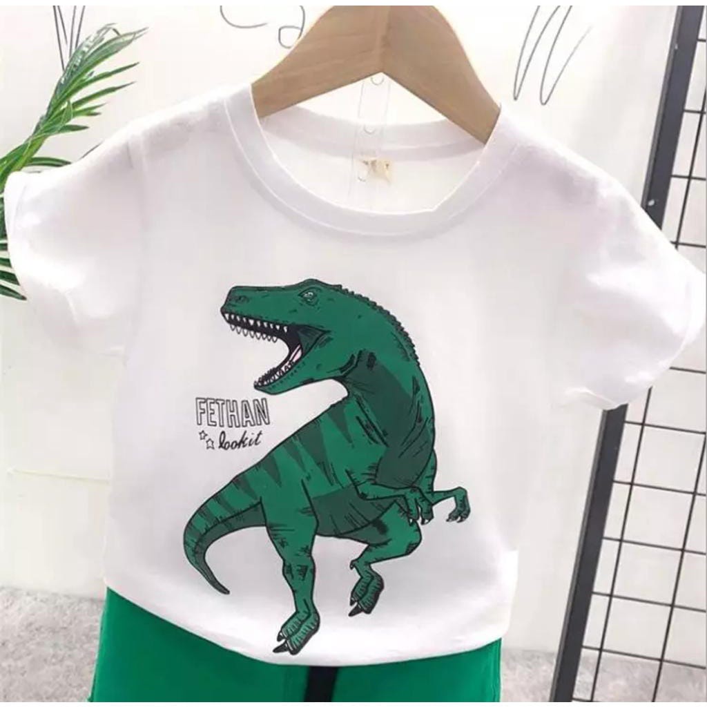 SETELAN ANAK BAJU PAKAIAN ANAK LAKI LAKI DAN PEREMPUAN TERBARU DAN TERKINI SETELAN DINOSAURUS 1-5 TAHUN