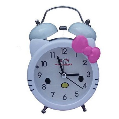 Jam Weker Hello Cat / Jam Beker Kring / Jam Beker Cartoon Hello Kitty / Jam Weker Putih