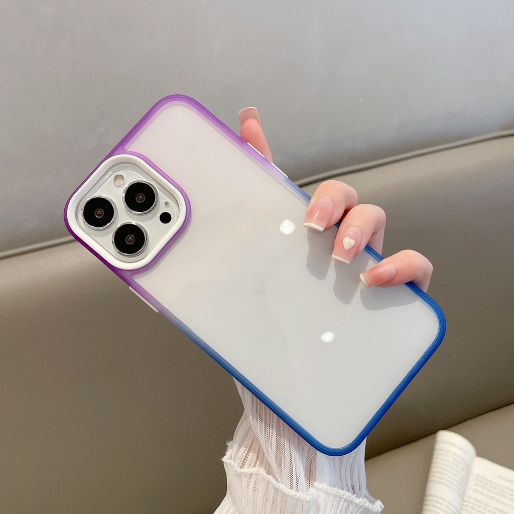 Hard case Transparan Warna Gradasi Pelangi Untuk iPhone 13 Pro Max 12 11 Pro Max