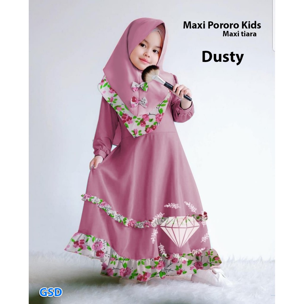 maxi pororo kids/baju muslim anak/maxi hijab anak/terusan dress gamis syari anak/maxi muslim anak