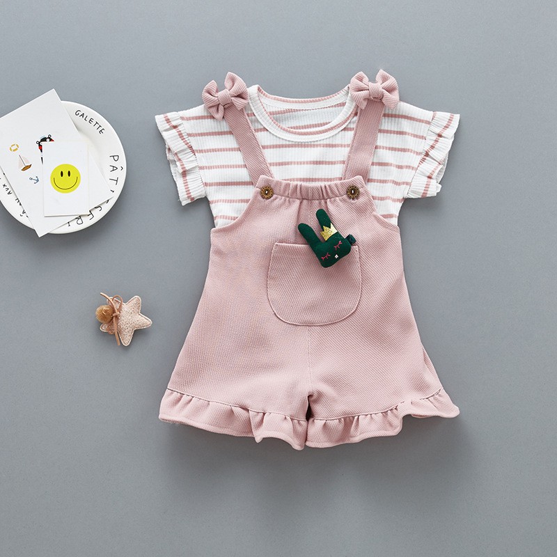 CHUBBI 40 Setelan Set 2Pc Anak Pakaian Bayi Garis2 Pendek