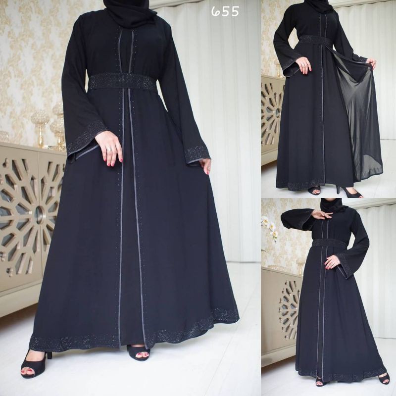 New abaya 655 gamis hitam arab saudi hitam mewah