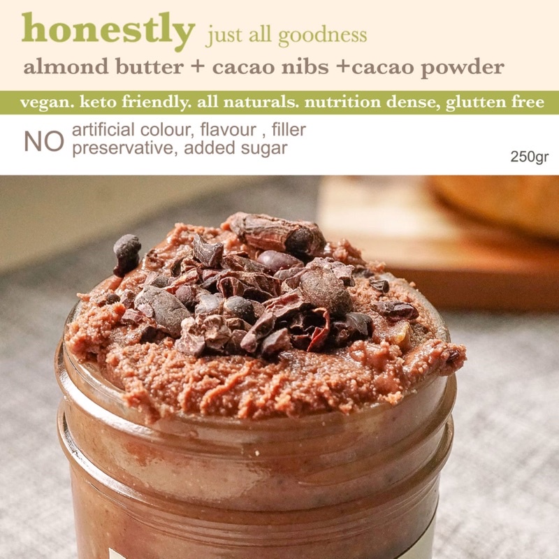 

Honestly Almond Butter Chocolate - Raw Cacao Nibs - Unsweetened Vegan