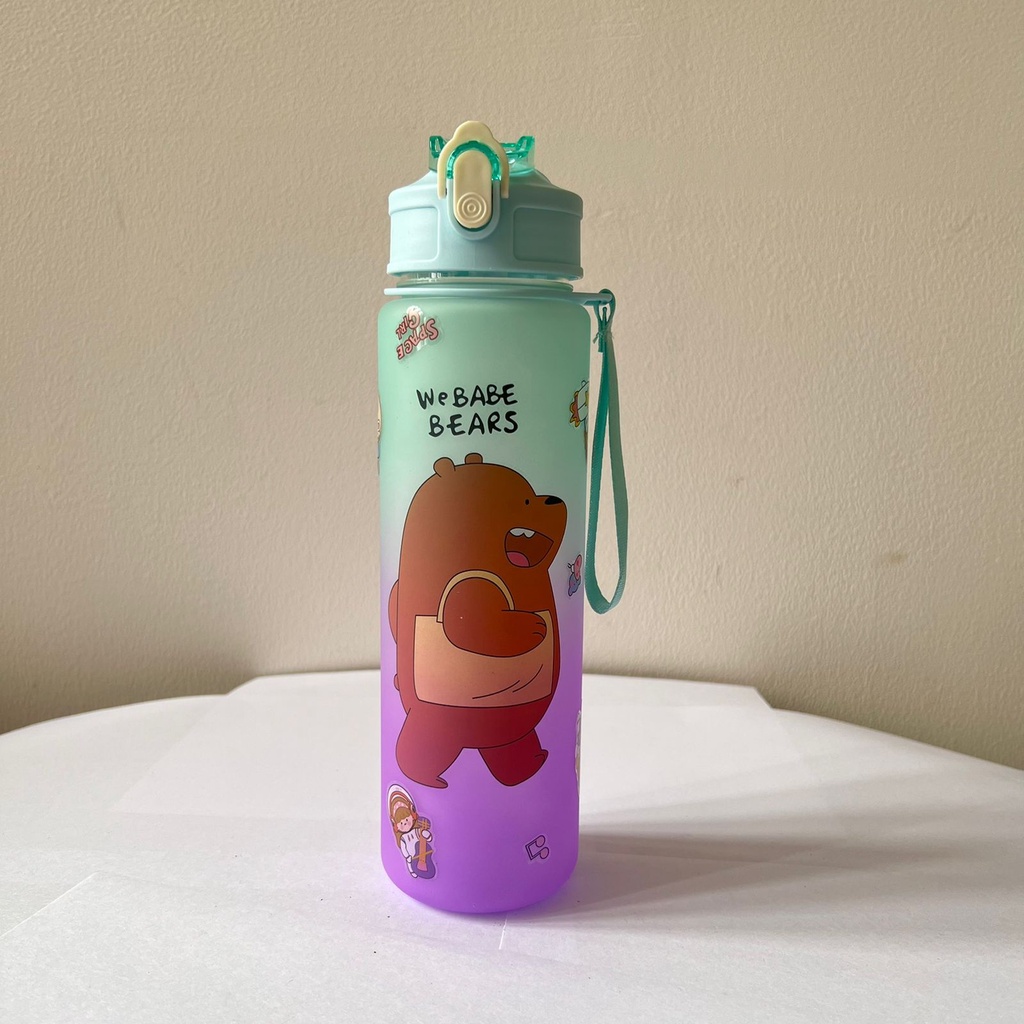 botol minum viral gradasi gambar bear kapasitas 900 ml lucuu cute