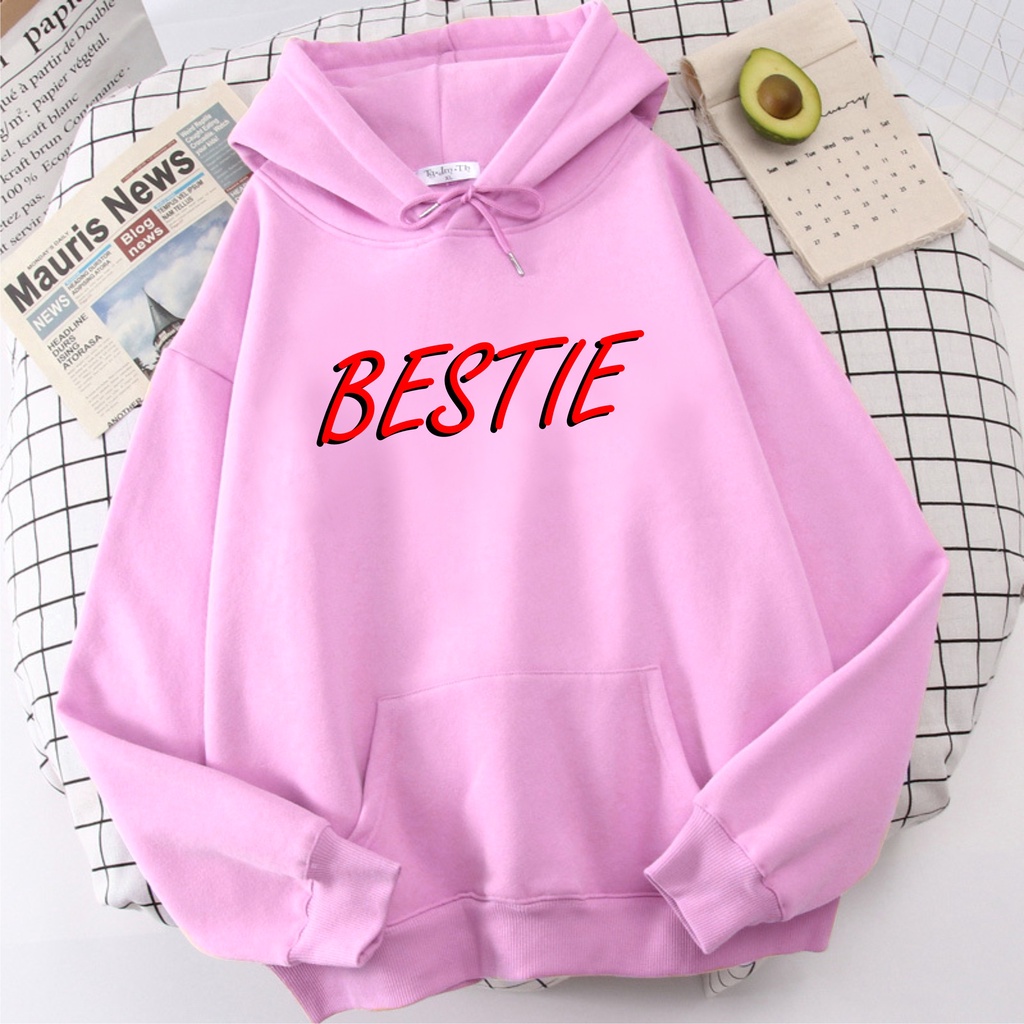 Fnenishastore Sweater Hoodie Wanita BESTIE Terbaru Viral Size M-L-XL-XXL Bisa Bayar Ditempat COD