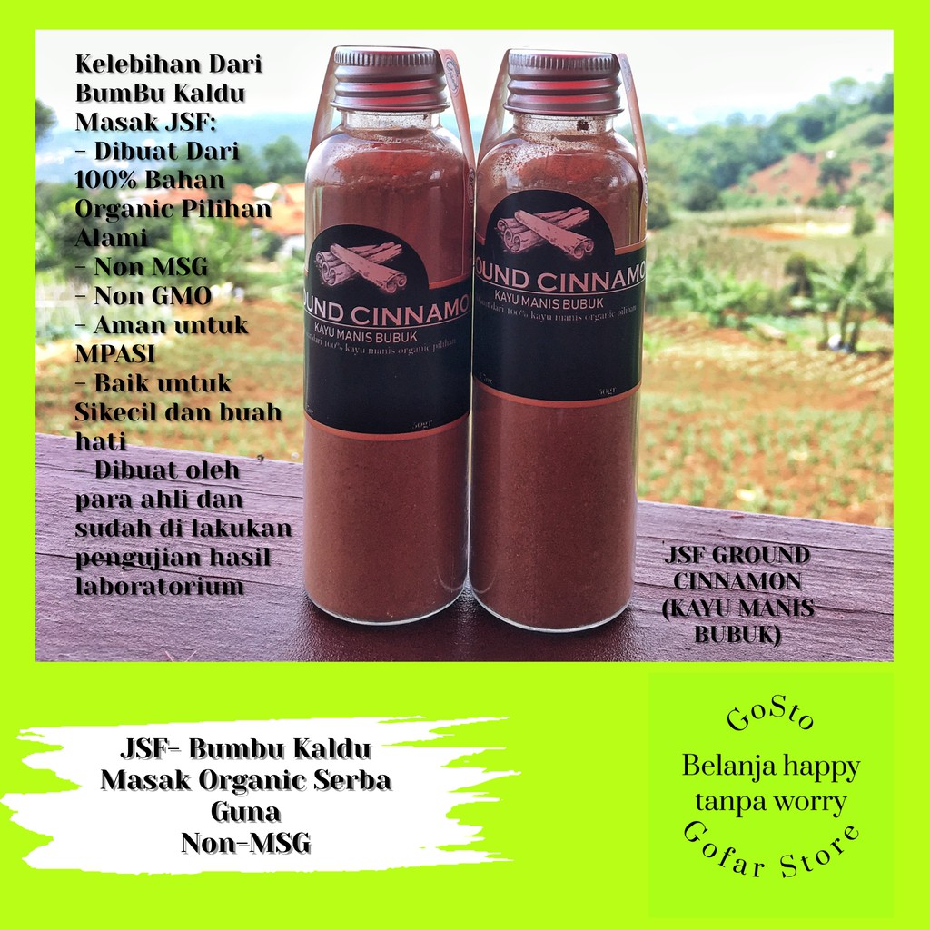 

BUMBU MASAK SEHAT ORGANIK PREMIUM GROUND CINNAMON KAYU MANIS BUBUK TANPA MSG MPASI JSF