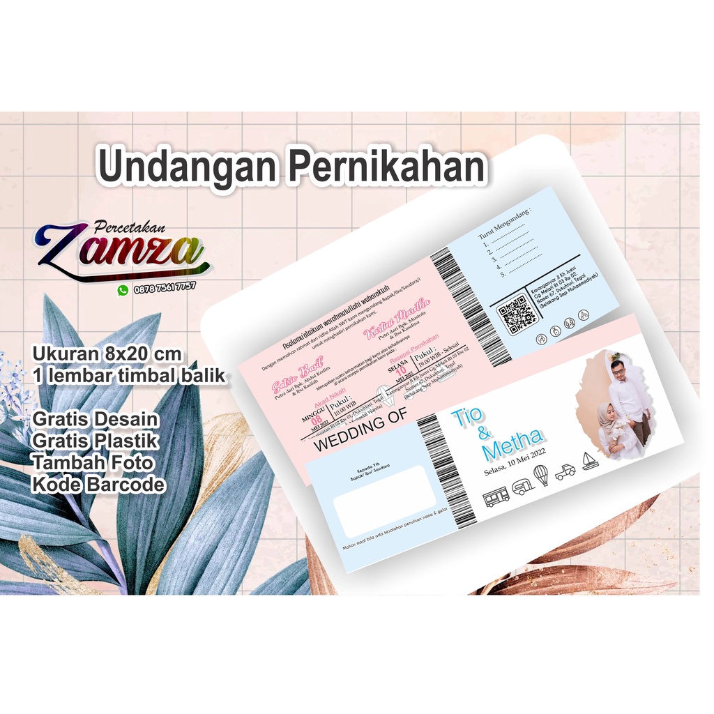 Undangan Pernikahan 1 lembar M