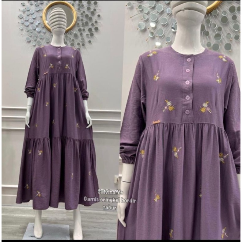 gamis salvina ys crincle bordir tabur