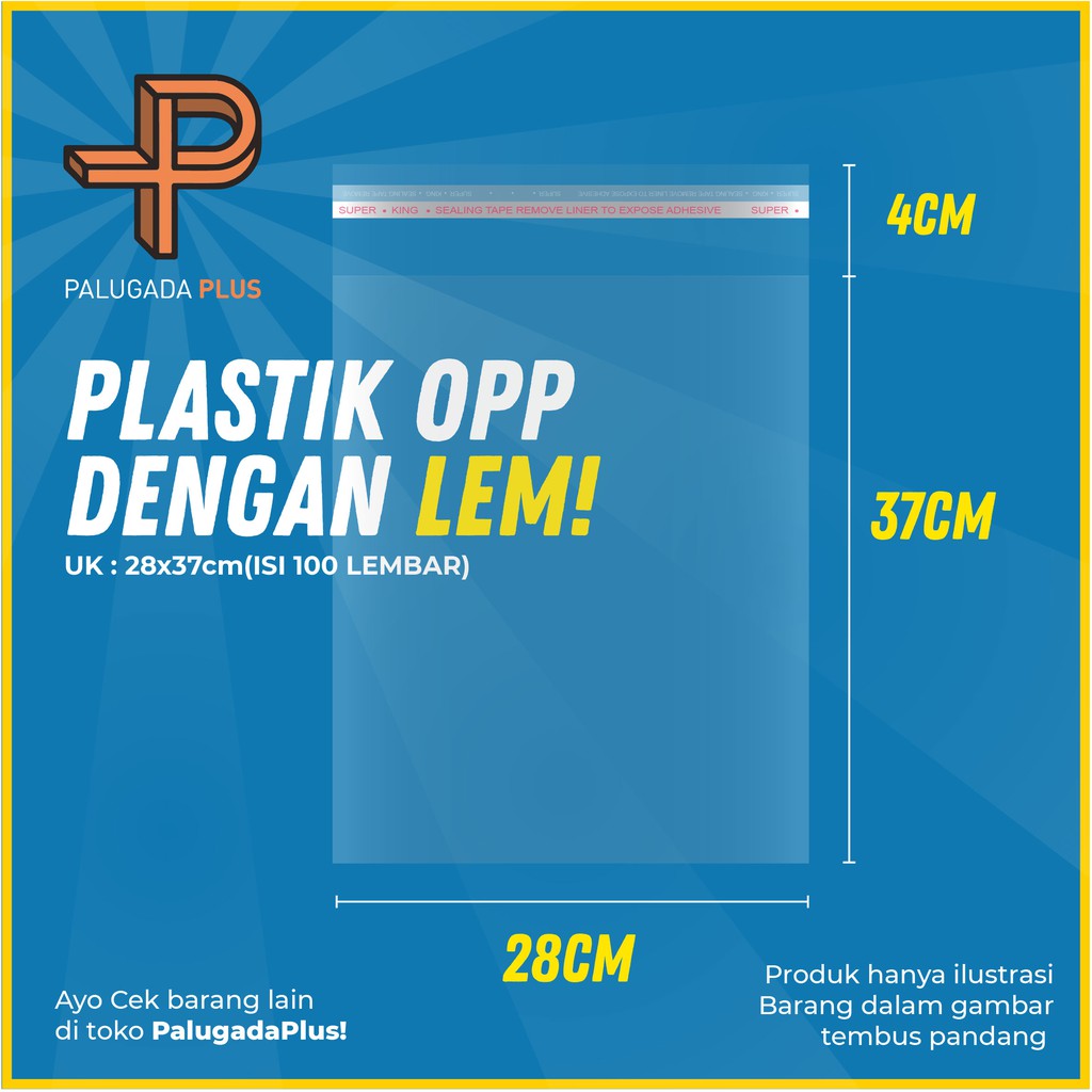 

PLASTIK OPP LEM UK 28x37cm +4cm (LEM) 1pack isi 100