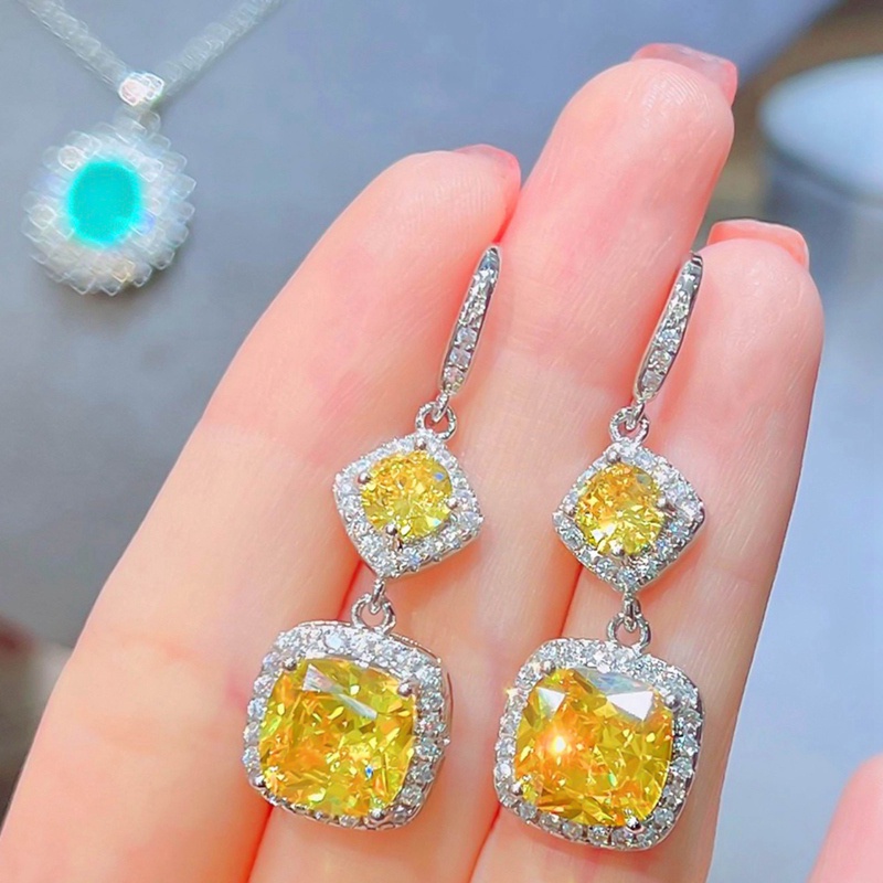 Anting Tusuk Gantung Panjang Minimalis Hias Kristal Cubic Zircon Bulat Untuk Wanita