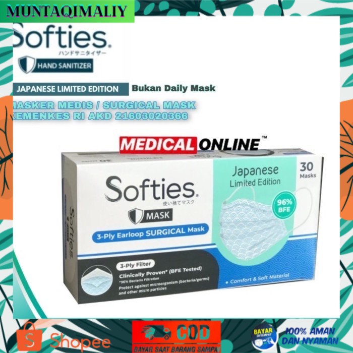 [TERBARU] MASKER SOFTIES 3D MASKER MEDIS SURGICAL MASK MEDICALONLINE - Softies Earloop