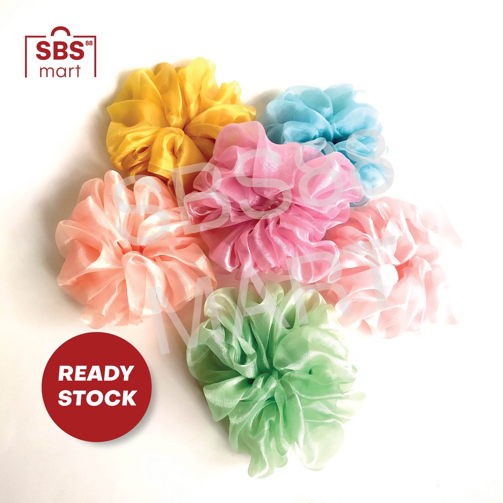 SCRUNCHIE JUMBO 15CM - Ikat Rambut Cepol Jumbo bahan SATIN dan SIFON PREMIUM - Warna Cantik