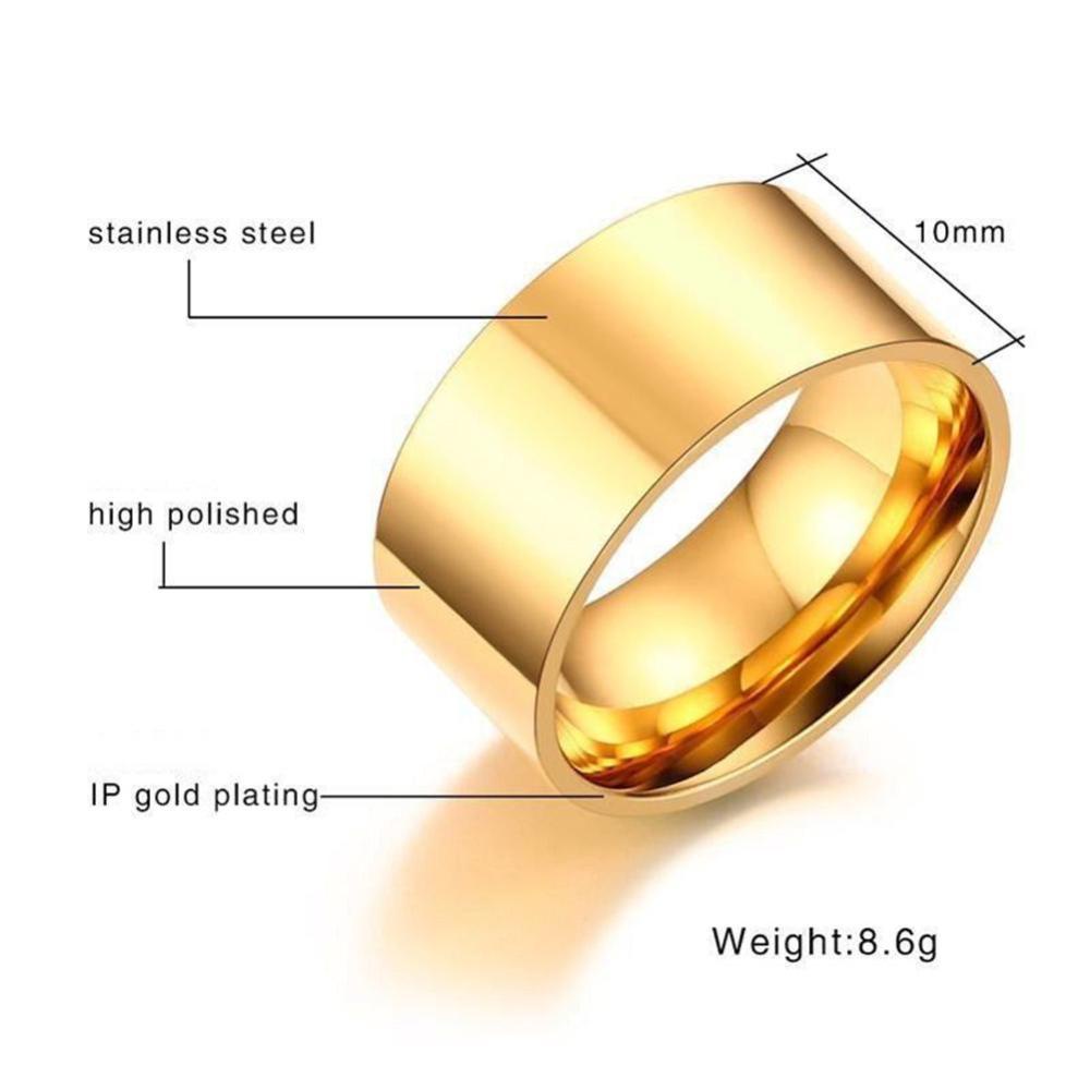 Timekey Cincin Kawin / Tunangan Stainless Steel 10mm Warna Silver / Gold / Rose Gold Untuk Pria / Wanita A6K4