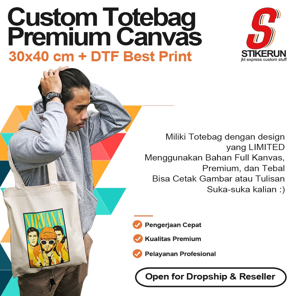 TOTEBAG CUSTOM KANVAS / SABLON TOTE BAG PREMIUM / TAS KANVAS