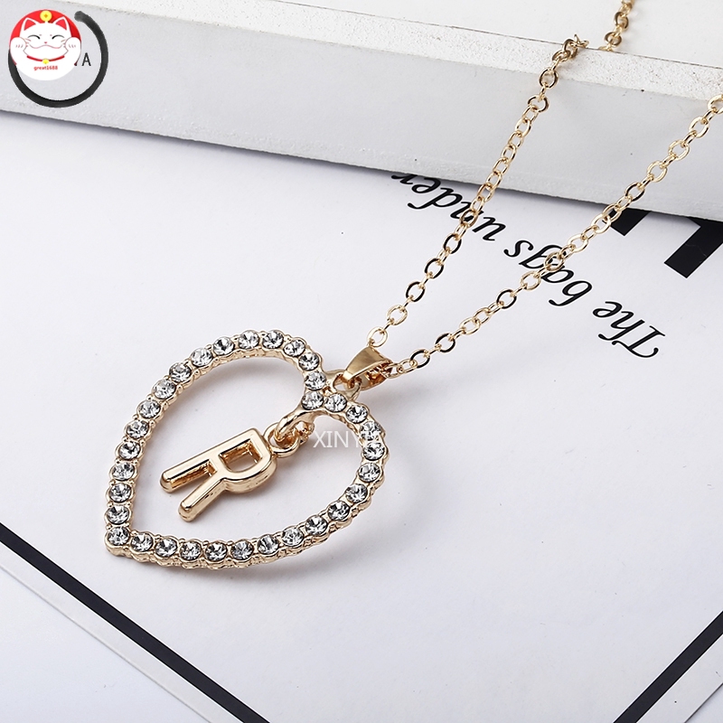 Kalung Titanium Fashion Rantai Huruf Liontin 26 Hadiah Huruf Inggris Necklace