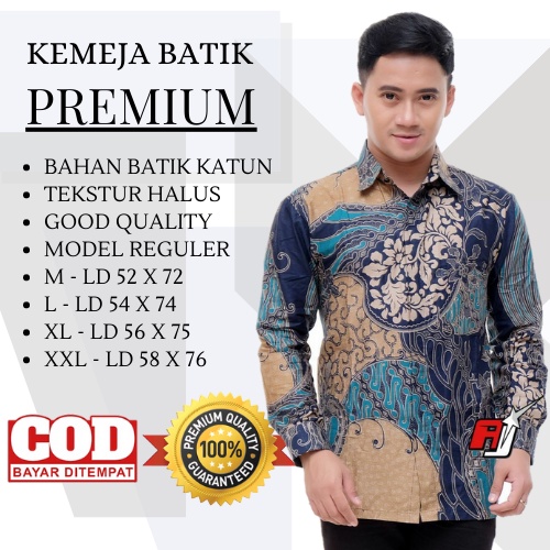 Atasan Kemeja Batik Pria Dewasa Lengan Panjang BSWART 100060 Baju Kondangan Kerja Pakaian Pria Termurah Premium