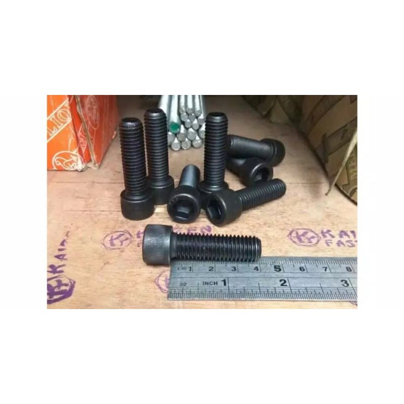 baut L baja m12x40 kunci 19 drat pitch 1.75 drat kasar / baut baja l m12 x 40 mm baut L