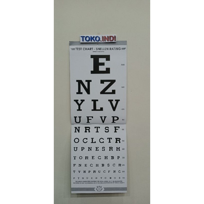 Snellen Chart / Bagan Test Ketajaman Mata / Kertas test mata