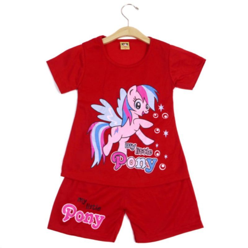 SETELAN BAJU ANAK PEREMPUAN MOTIF LITTLE PONY 2-6 TAHUN NEW B-1 SIKUNING