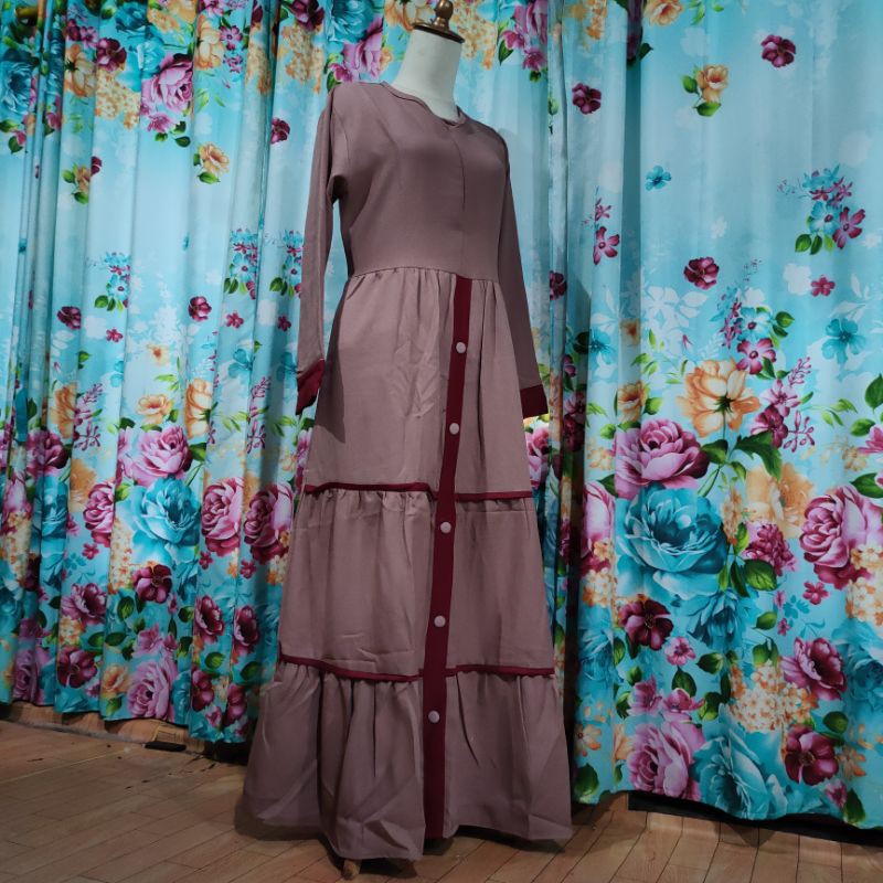 Gamis wanita cewek terbaru moscrepe rempel (gamis aisyah rempel ) Fatonah Shop