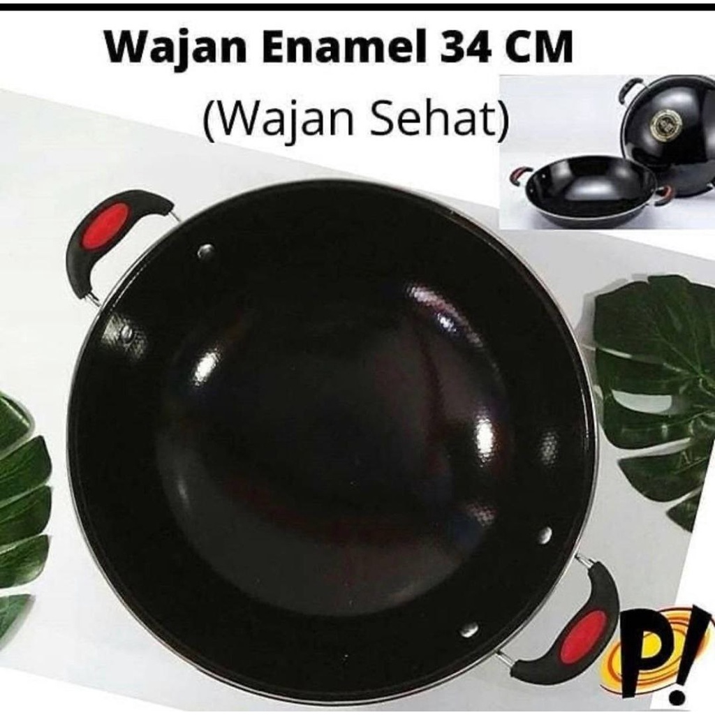 Wajan Kuping Enamel GSE HITAM 34 CM