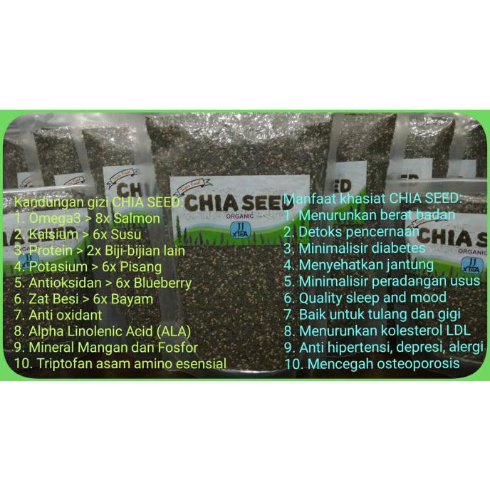 

Big Sale Chia Seed Organic Black Mexico (Certified) Packing 500gr Cuci Gudang Awal Tahun
