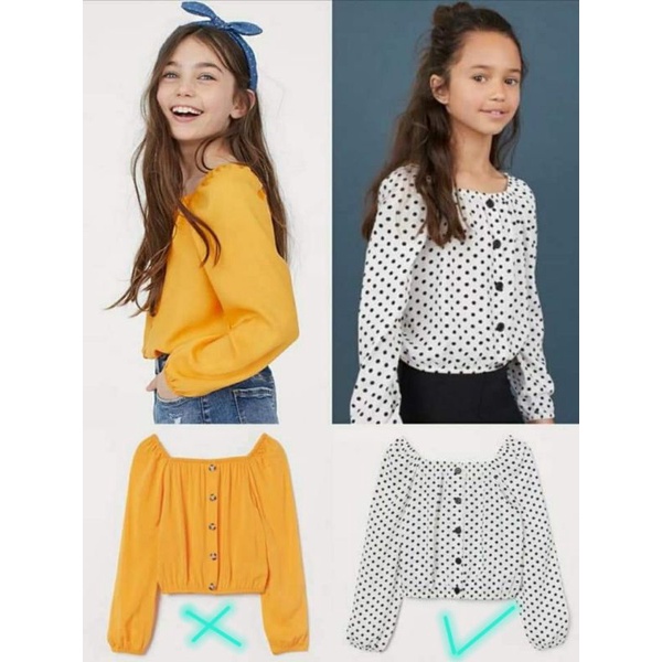 Atasan Crop Top lengan panjang Anak remaja H&M