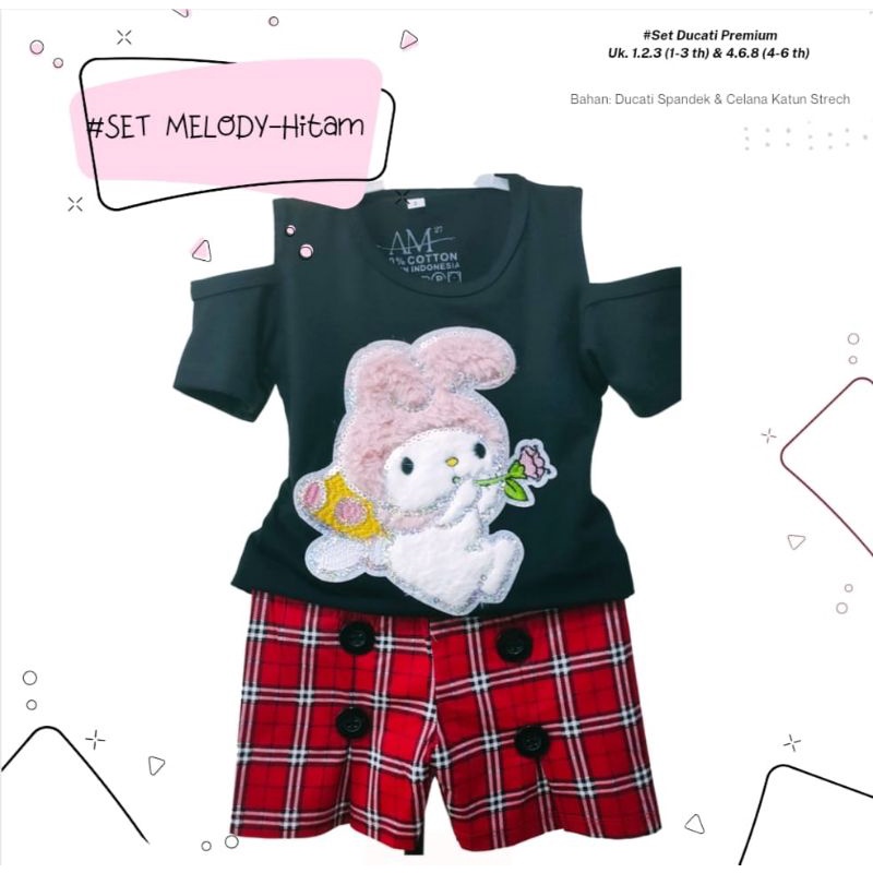 Setelan 3D anak perempuan &quot;Melodi Burberry&quot; Size 1-5th bahan Ducati Katun Spandek Premium