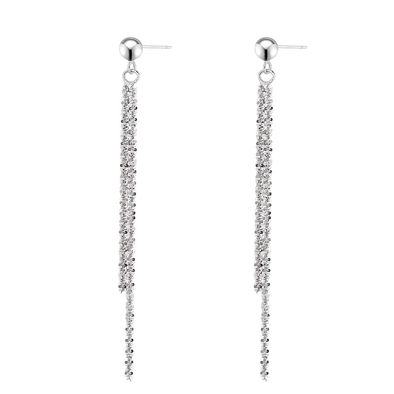 Anting Rumbai Panjang Bahan S925 Silver Glossy Gaya Korea Untuk Wanita